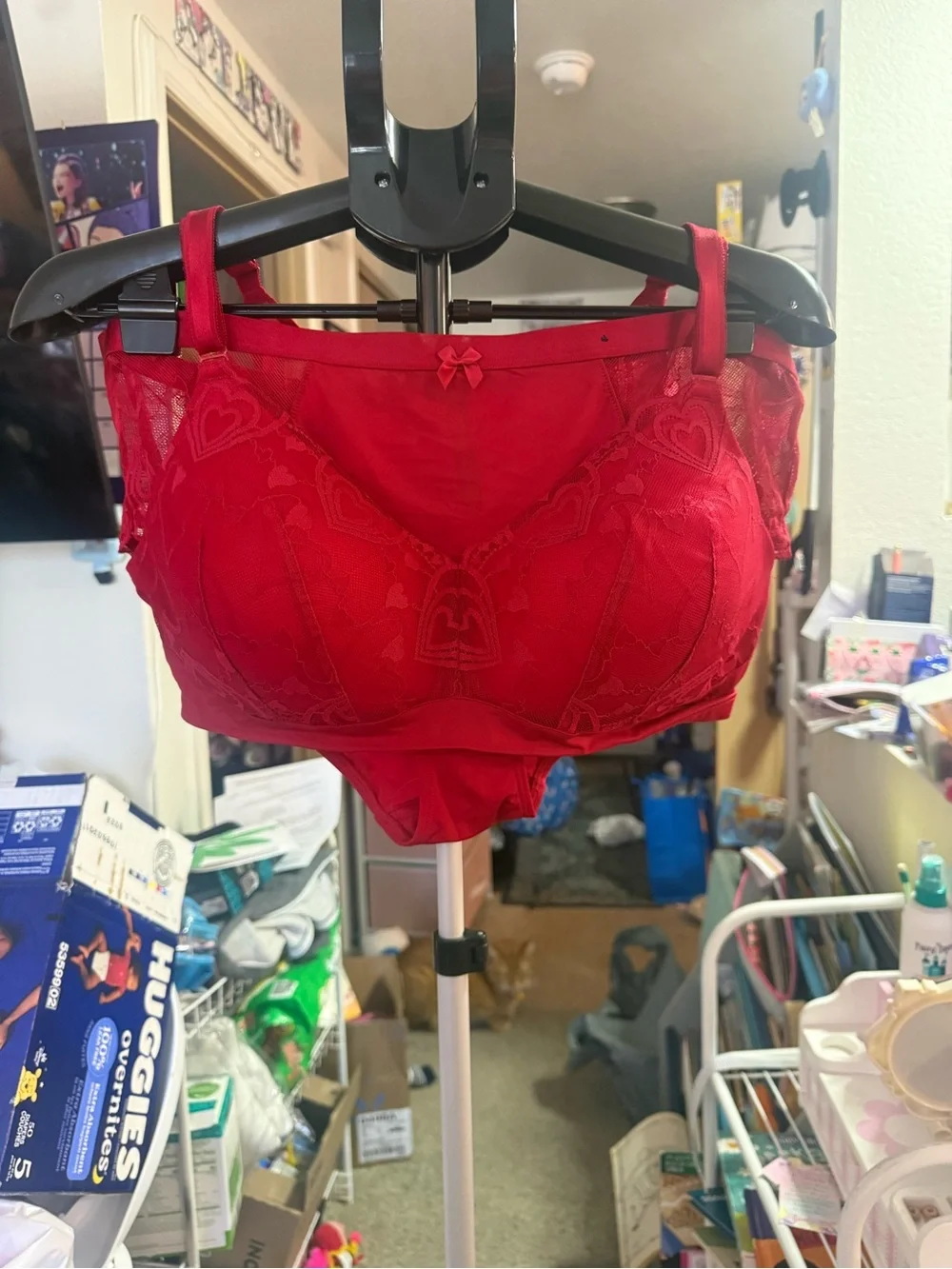 Torrid Red Lace Hearts Lightly Lined Bra and Brief Set